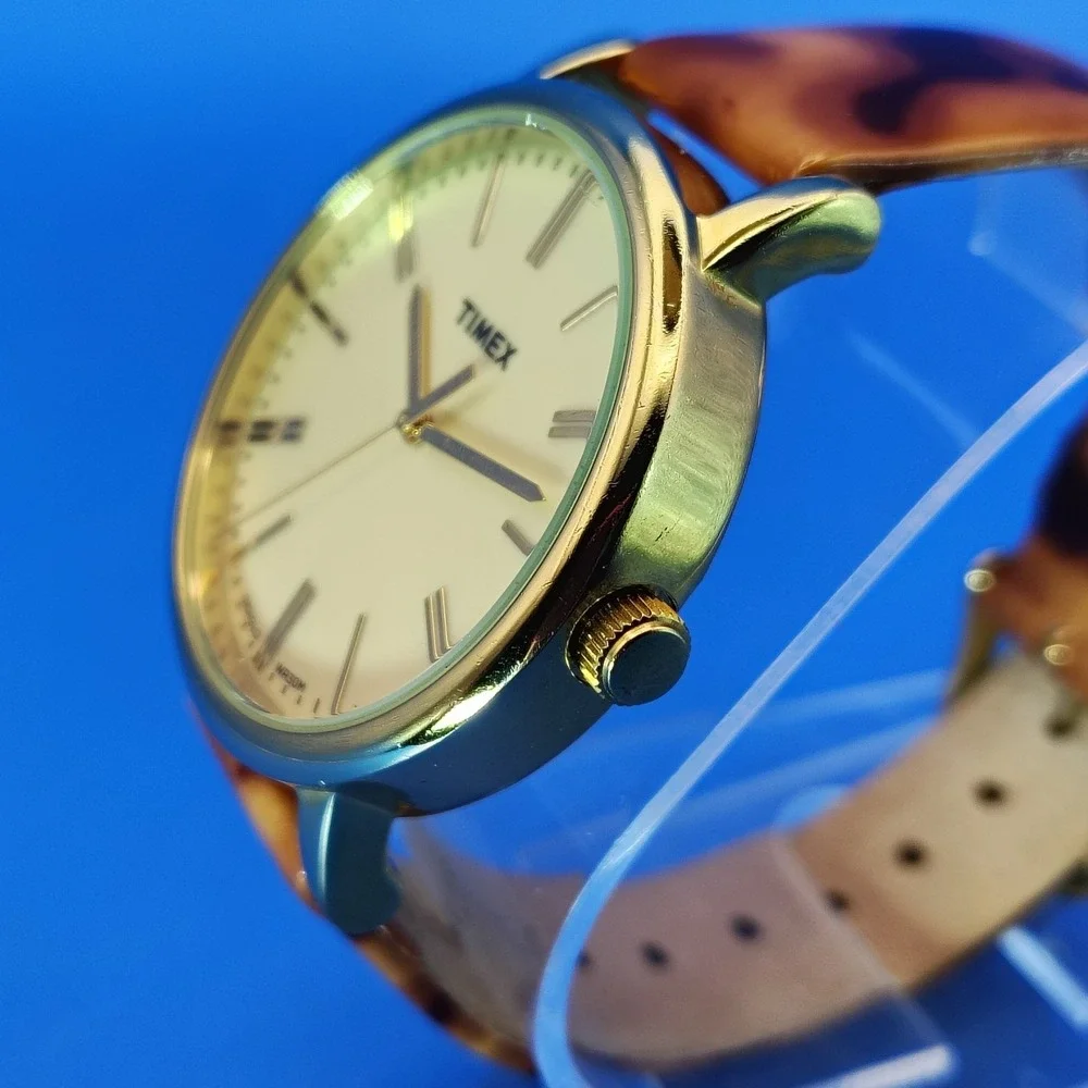 Vintage 2012 Timex Easy Reader Indiglo 38mm Gold Tone Mens‎ Quartz Dress Watch